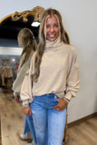 Margot Mock Neck Knit Top Tan