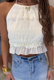 Festival Nights Halter Neck Top Cream