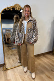 Leopard Fleece Button Up Jacket