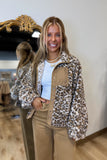 Leopard Fleece Button Up Jacket