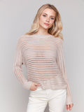 Charlie B Metallic Fishnet Sweater Champagne