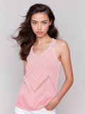 Charlie B Chevron Pattern Knit Cami Guava