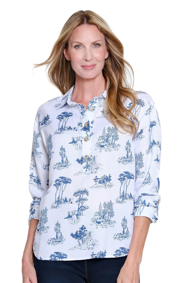 Multiples Roll Tab Hi Lo Blouse