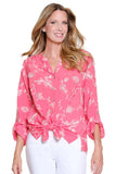 Multiples Tie Waist Blouse Cantaloupe