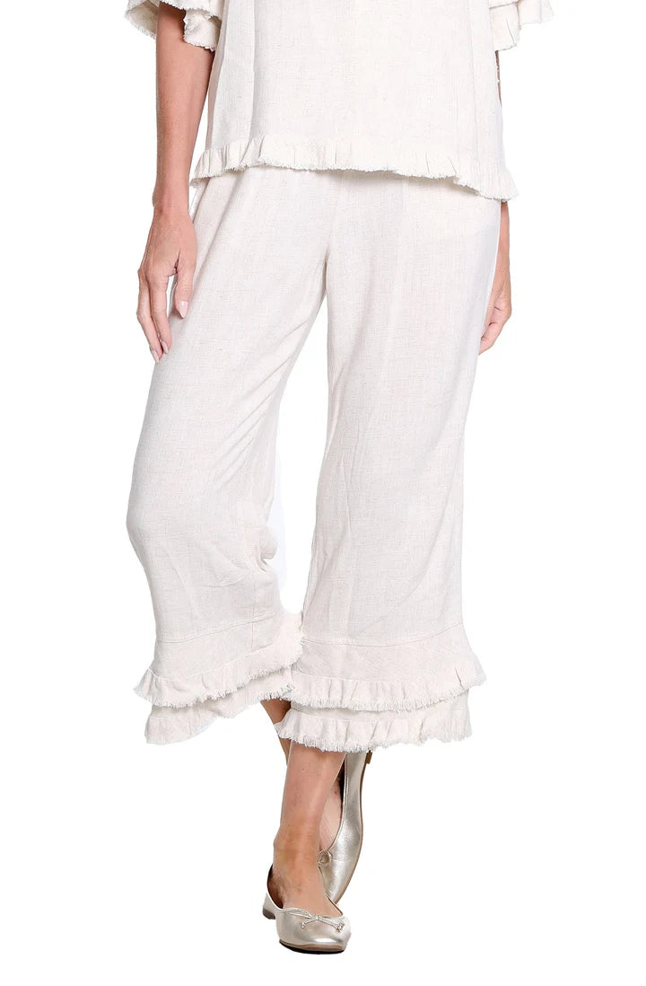 Multiples Drawstring Crop Pant Flax