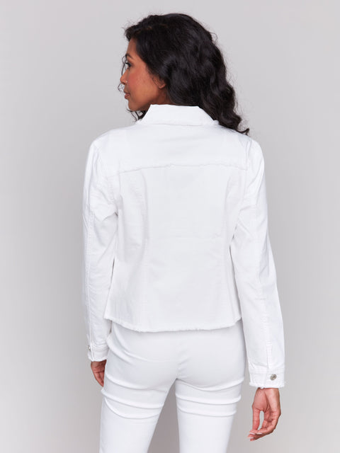 Charlie Fringe Denim Jacket White