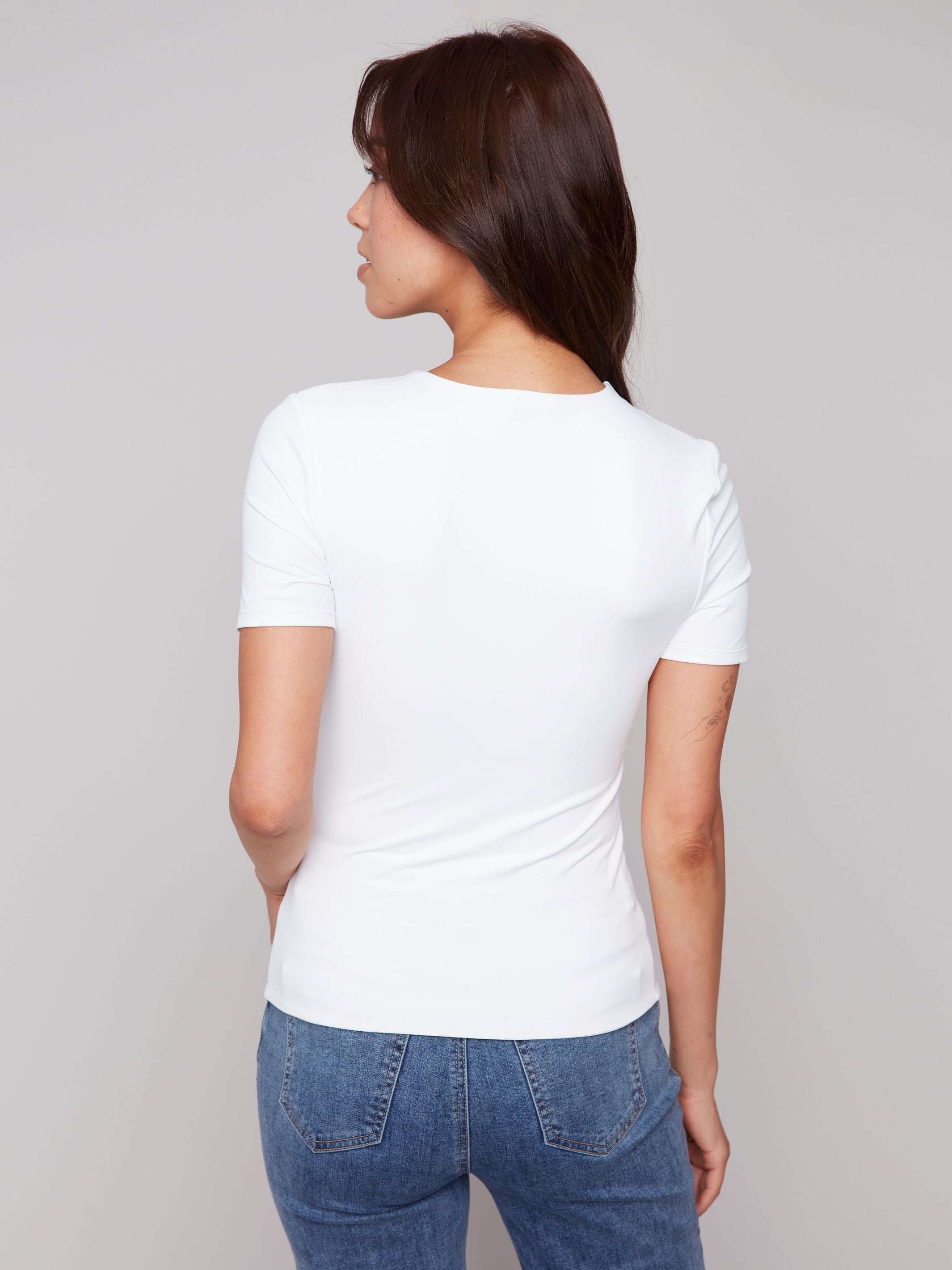 Charlie B Double Cloth Short Sleeve T Shirt White