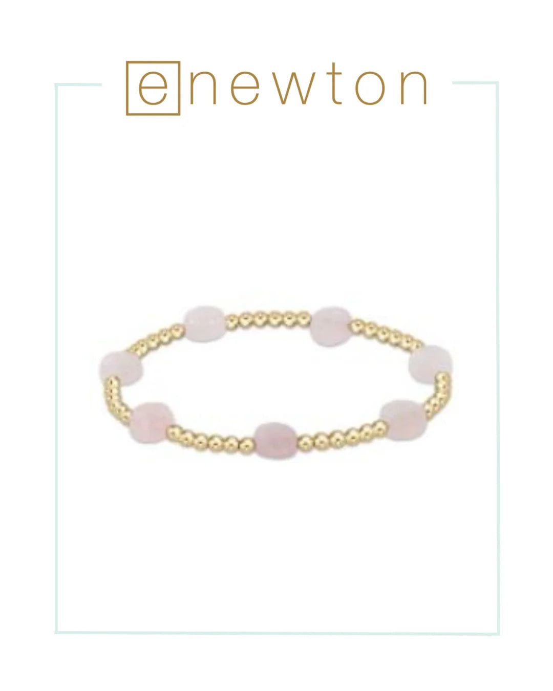 E Newton Admire Gold Pattern 3mm Bead Bracelet Pink Opal