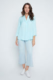 Renuar Split Neck Blouse Capri