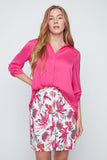 Renuar Split Neck Blouse Geranium