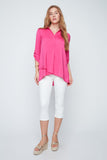 Renuar Split Neck Blouse Geranium