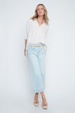 Renuar Split Neck Blouse Oyster