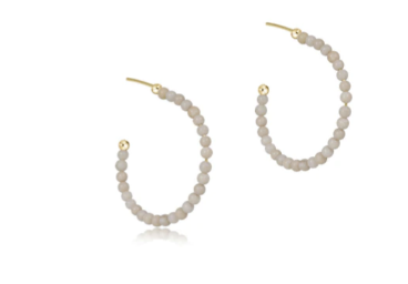 E Newton Beaded Gemstone 1.25" Post Hoop 3mm Riverstone