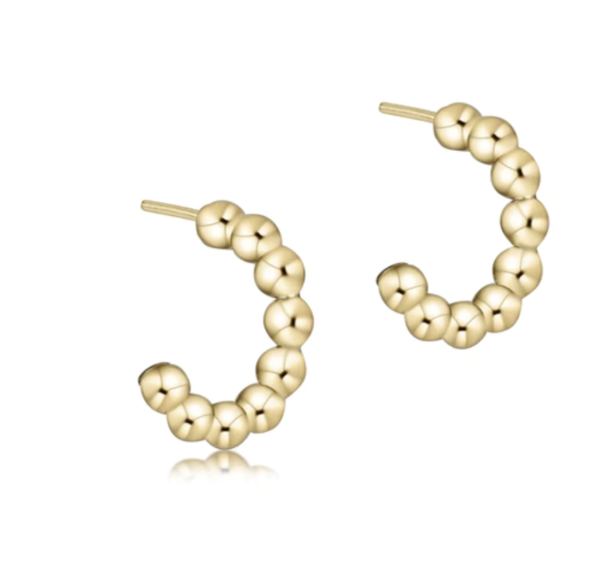 E Newton Beaded Classic 1" Post Hoop 4mm Gold
