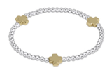 E Newton Signature Cross Sterling Mixed Metal 3mm Bead Gold