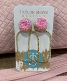 Taylor Shaye Pastel Glitter Hoops Rectangle Pink