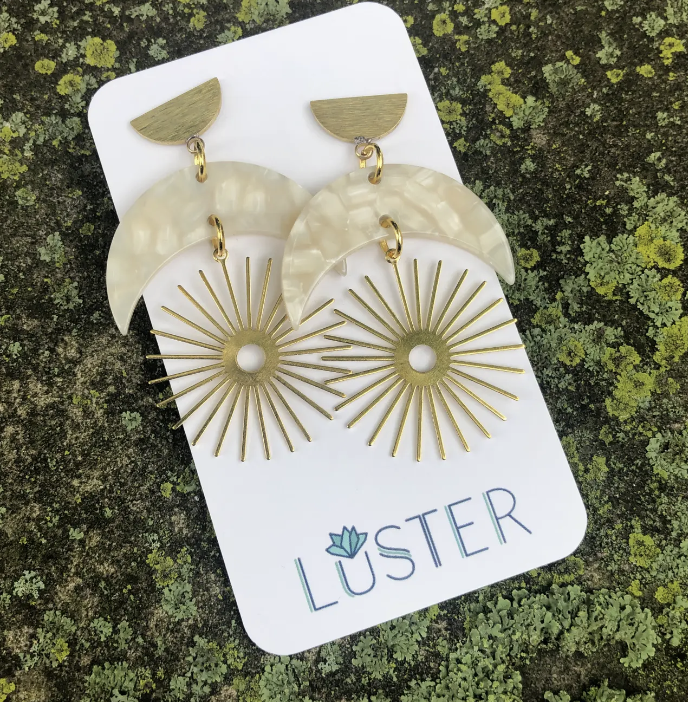 Moon Starburst Dangle Unique Earrings