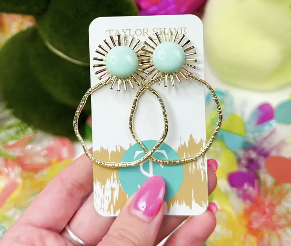 Taylor Shaye Pastel Sunburst Hoops Mint