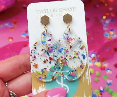 Taylor Shaye Confetti Clara Drops Rainbow Flake