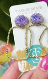 Pastel Glitter Top Hoops Rectangle Lavender