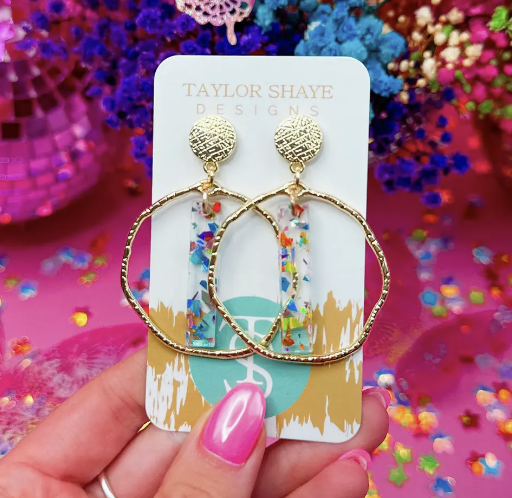 Taylor Shaye Rainbow Flake Stick Hoops