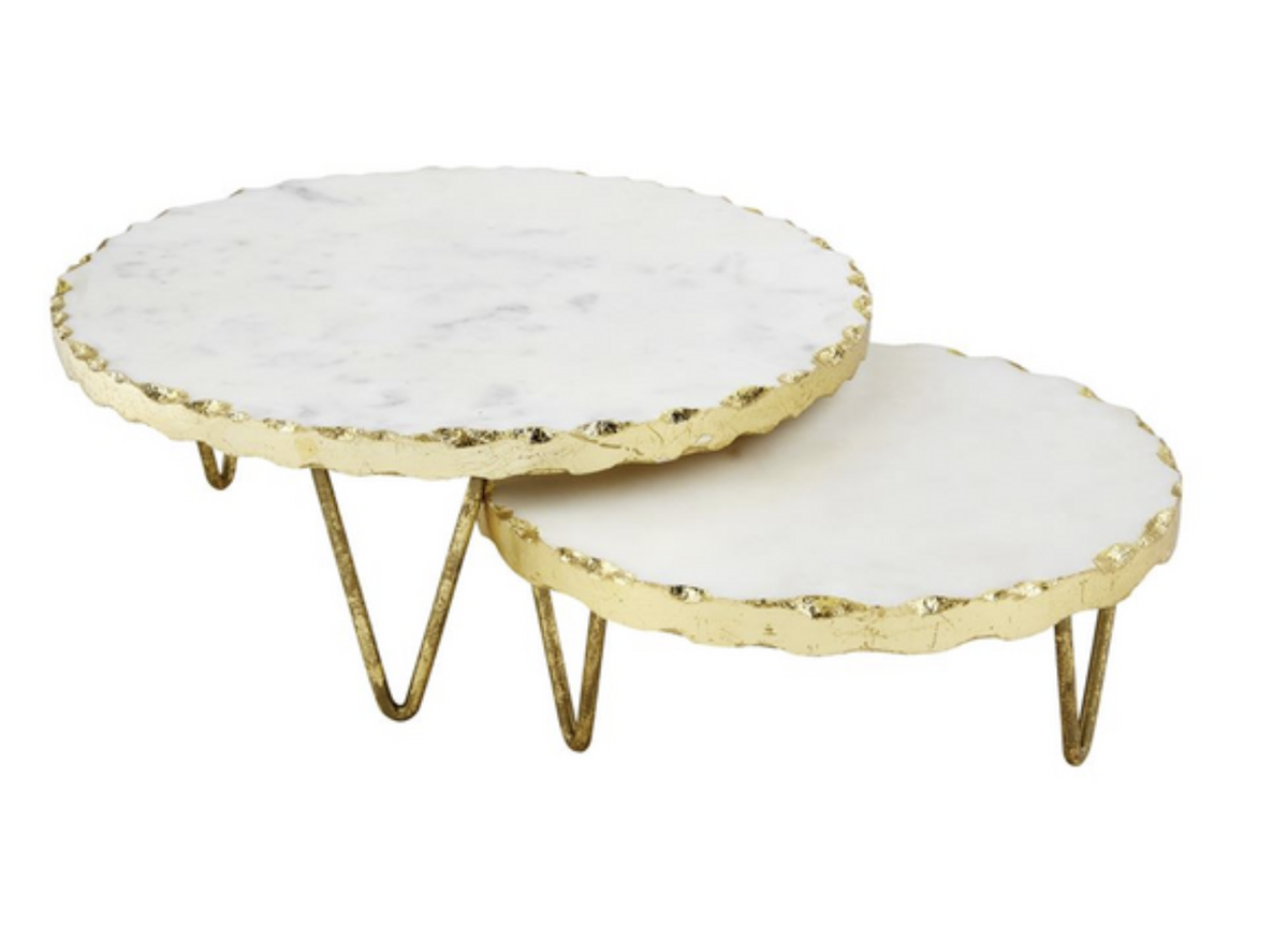 Mud Pie Gold Marble Riser Set