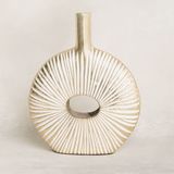 Mary Square Gold & White Lines Vase Large