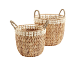 Mud Pie White Double Bead Basket Set