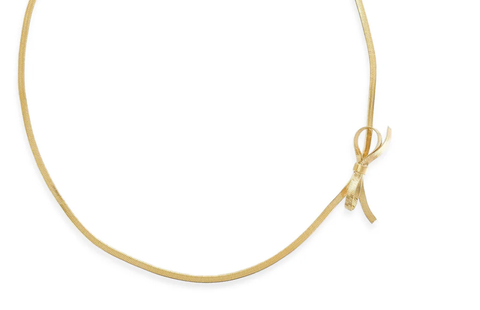 Herringbone Bow Detail Necklace Gold