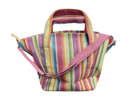 Bari Lynn Rainbow Stripe Raffia Bag