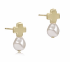 E Newton Signature Cross Gold Stud Pearl