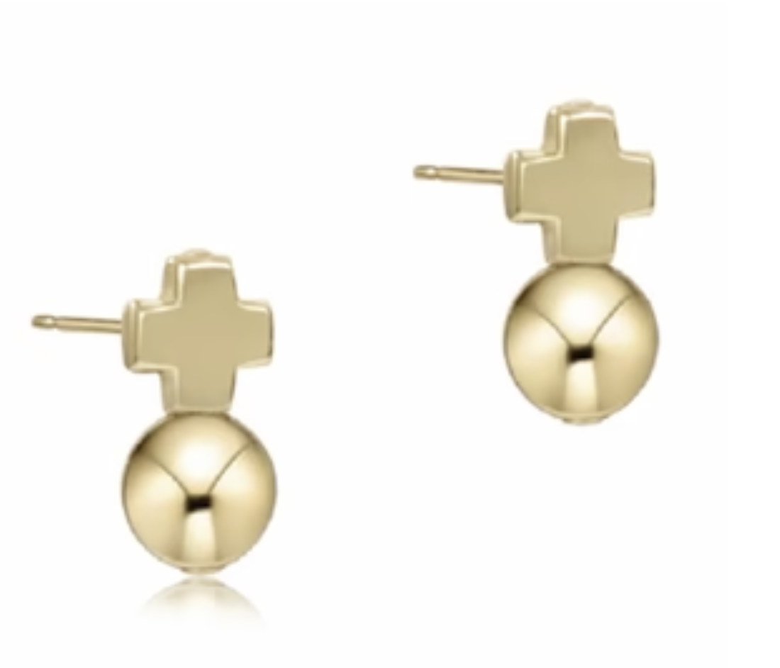 E Newton Signature Cross Gold Stud Classic Gold