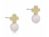 E Newton Signature Cross Gold Stud Moonstone