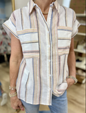 Cream Multi Stripe Sleeveless Top