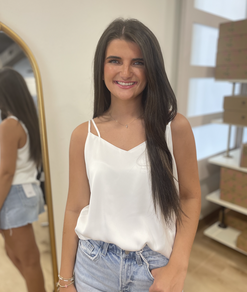 Portia Satin Feel Tank White