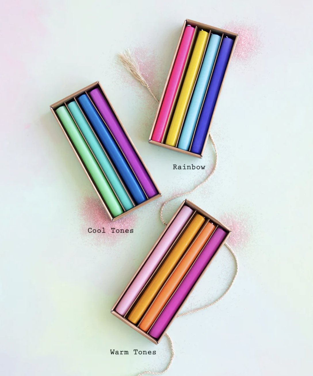 Glitterville Rainbow Taper Candle Boxed Set of 4