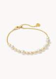 Kendra Scott Jovie Gold Beaded Delicate Chain Bracelet in White Pearl
