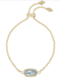 Kendra Scott Elaina Gold Adjustable Chain Bracelet Light Blue Illusion