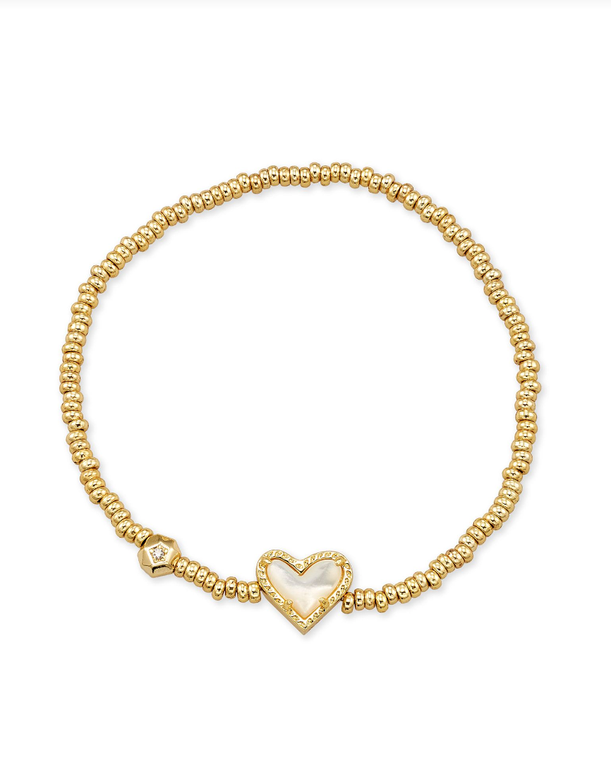Kendra Scott Ari Heart Gold Chain Bracelet Iridescent Drusy