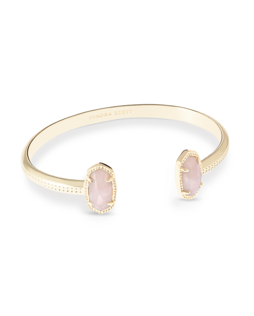 Kendra Scott Elton Cuff Bracelet Gold Rose Quartz