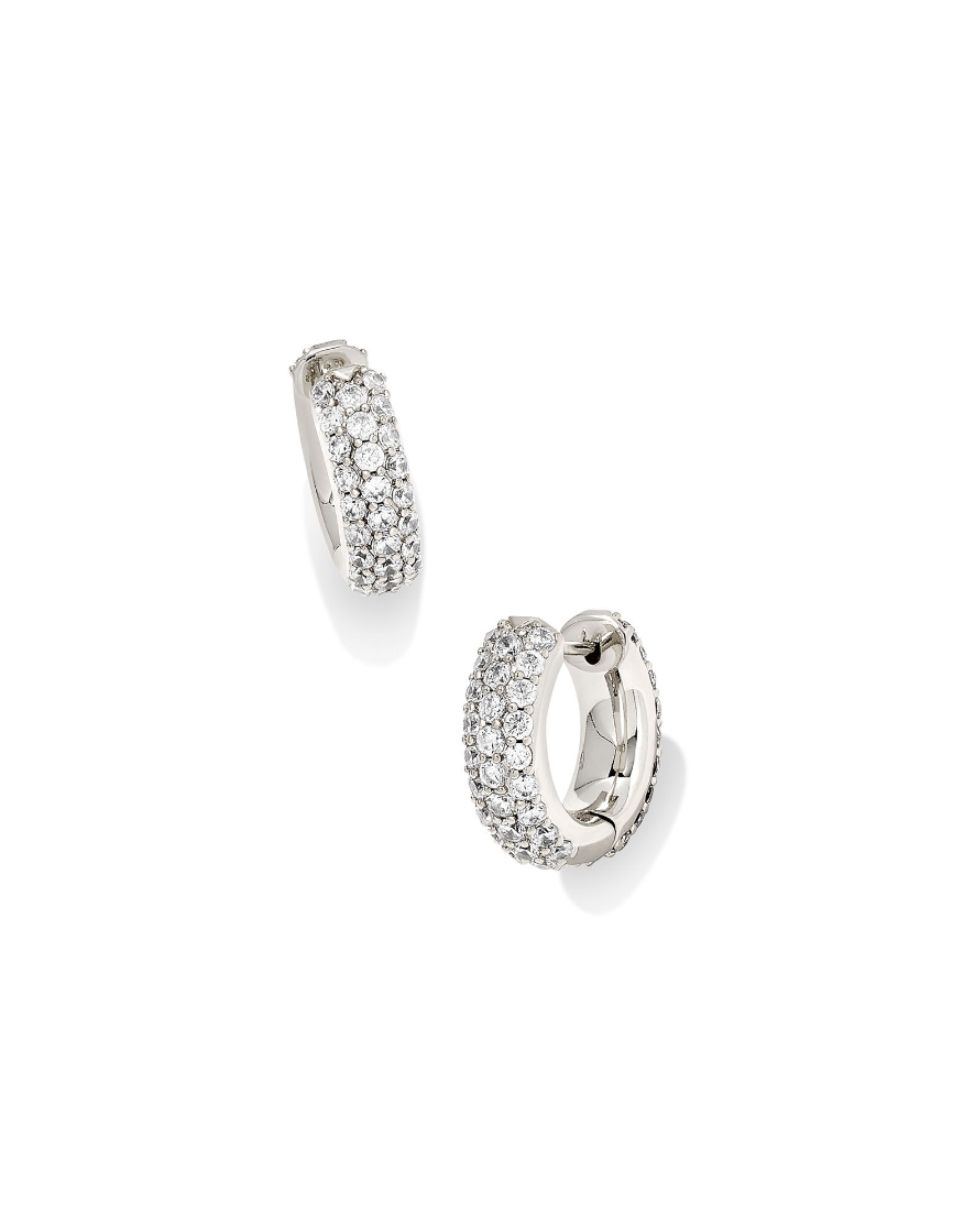 Kendra Scott Mikki Pave Huggie Earrings Silver