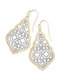 Kendra Scott Addie Gold Drop Earrings Silver Filigree Mix