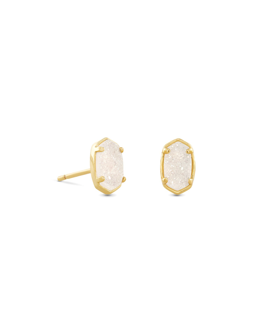 Kendra Scott Emilie Gold Stud Earrings Iridescent Drusy
