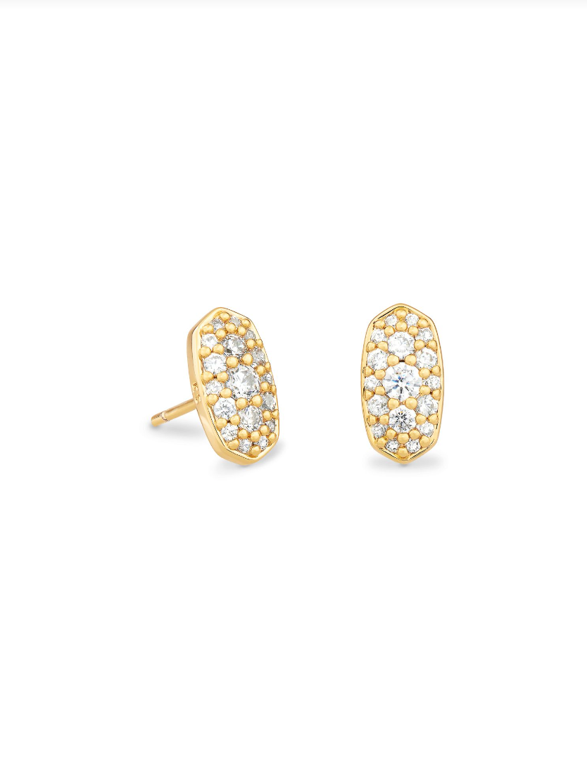 Kendra Scott Grayson Gold Stud Earrings White Crystal