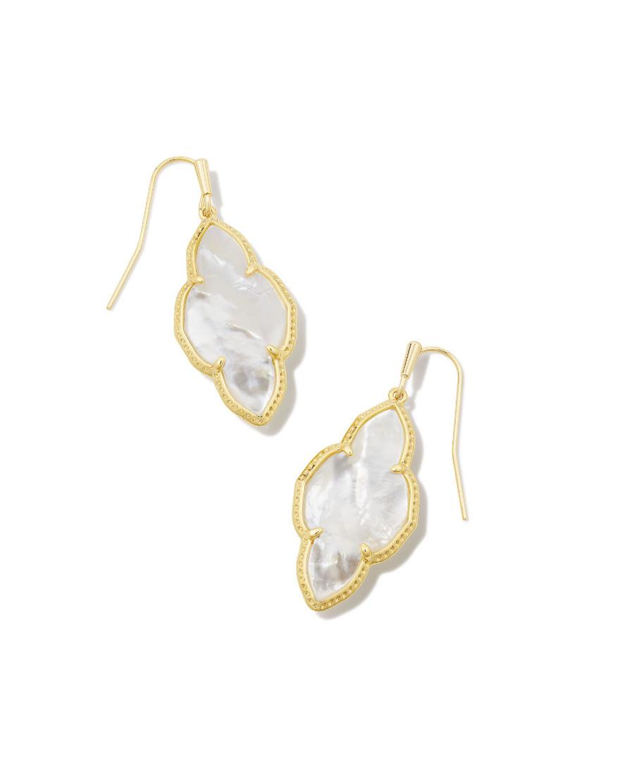 Kendra Scott Abbie Drop Earrings Gold Ivory Mother-of-Pearl
