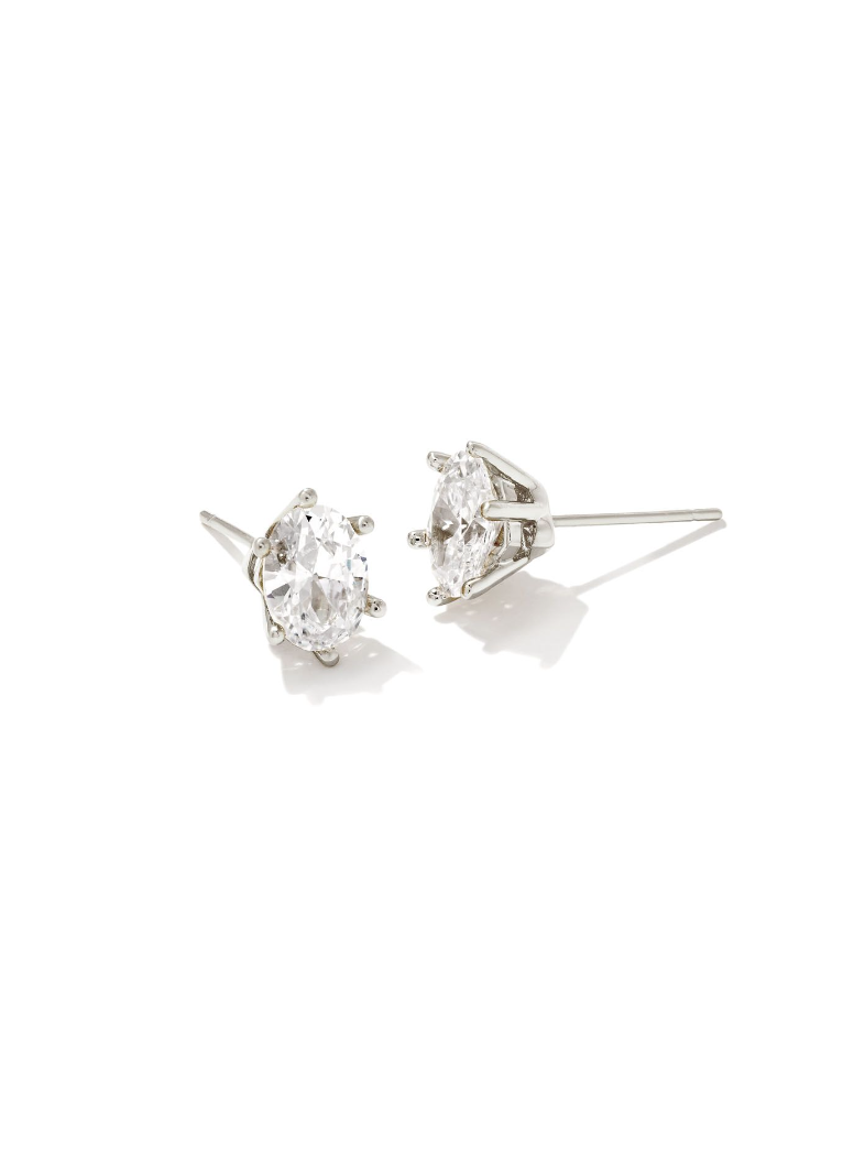Kendra Scott Cailin Silver Crystal Stud Earrings White Crystal