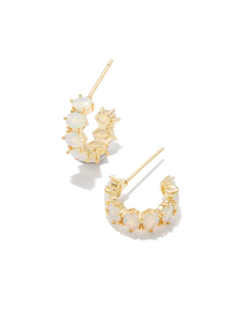 Kendra Scott Cailin Gold Crystal Huggie Earrings Champagne Opal Crystal