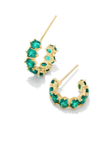 Kendra Scott Cailin Gold Crystal Huggie Earrings Green Crystal