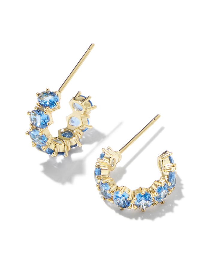 Kendra Scott Cailin Gold Crystal Huggie Earrings in Blue Violet Crystal