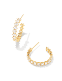 Kendra Scott Cailin Gold Crystal Hoop Earrings White Crystal